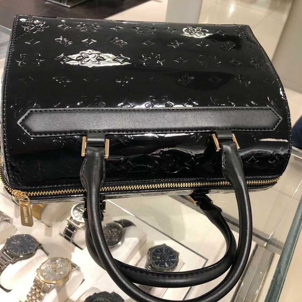 NWT MICHAEL KORS LG METALLIC DUFFLE BAG BLACK - Picture 3 of 7